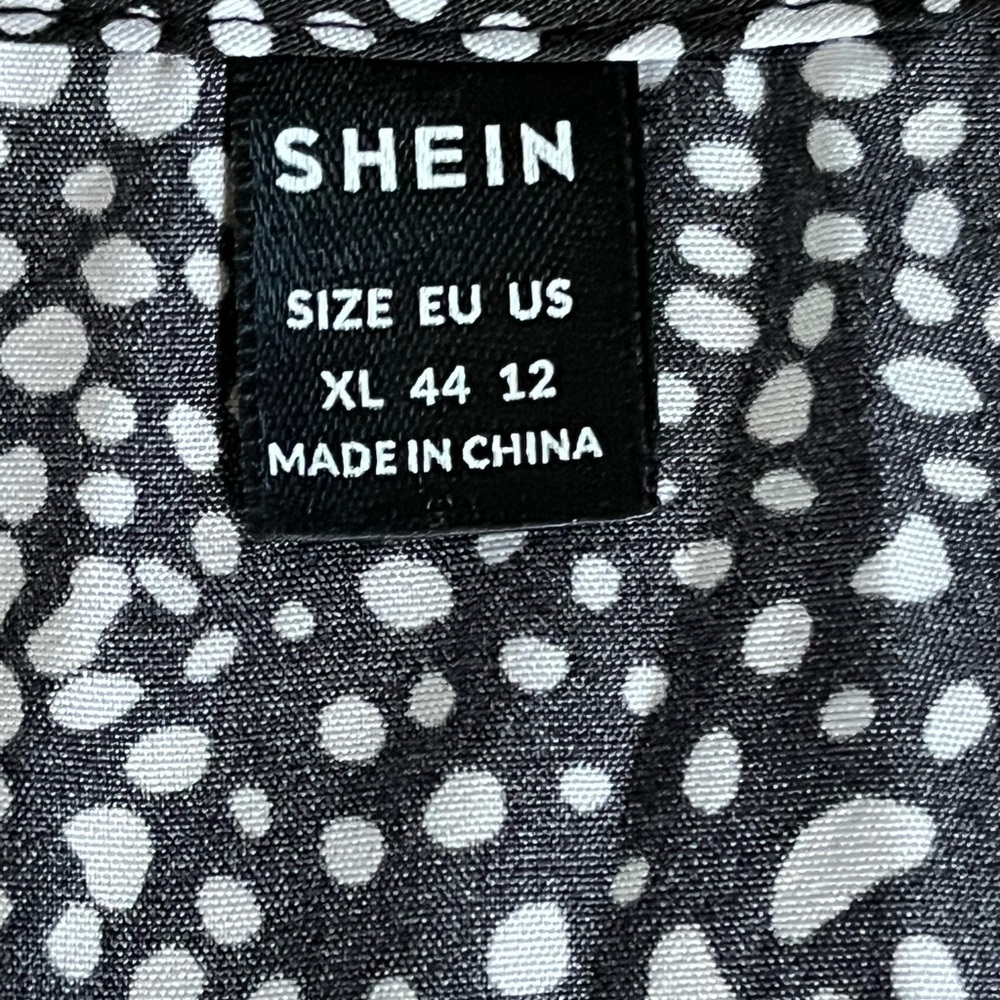 SHEIN Black and White Butterfly Sleeve Polka Dot Romper - Picture 9 of 11